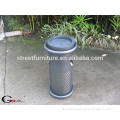 Outdoor powder coated perforated steel street bin